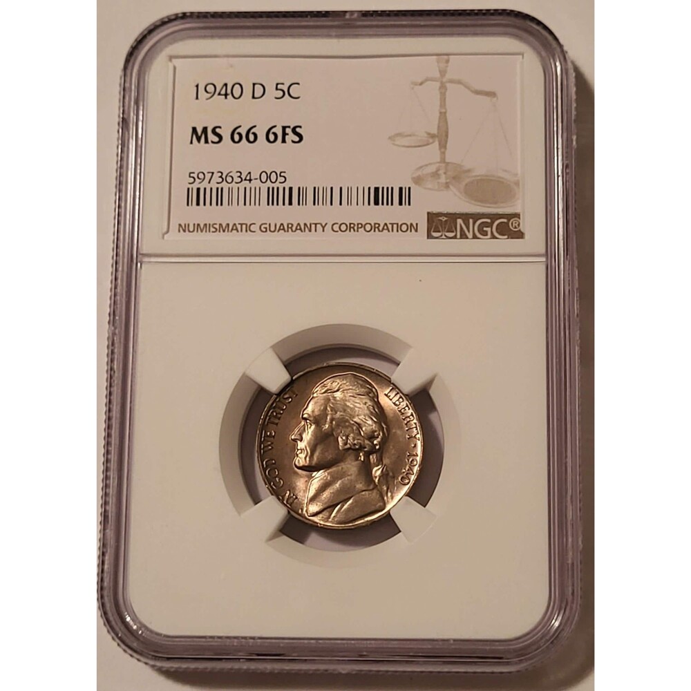 1940 D Jefferson Nickel MS66 6 FS NGC Toned